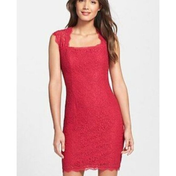 Adrianna Papell Pink Lace Sheath Dress Size 6 26534 - Picture 1 of 9